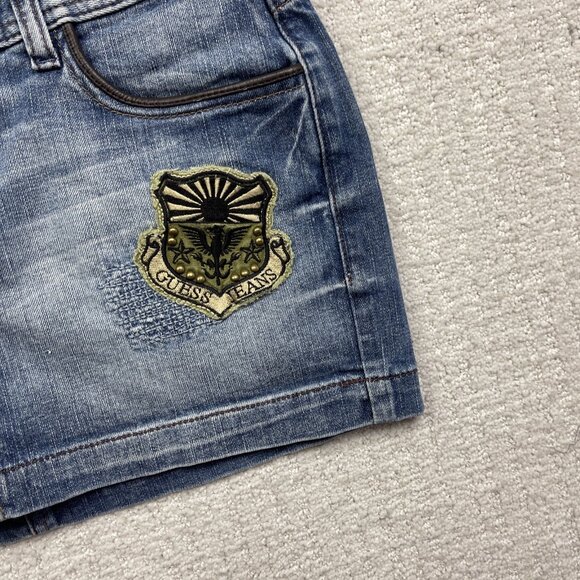Y2K 2000's Guess Jeans Mini Skirt Size 30 Goth Emo Studded Punk Grunge Denim - Picture 3 of 13